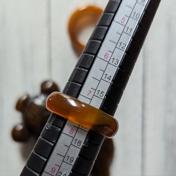 🤎 Set of 2 Banded Agate Warm Caramel Brown Semi-Precious Band Rings ~ 7 1/2 - Picture 13 of 16